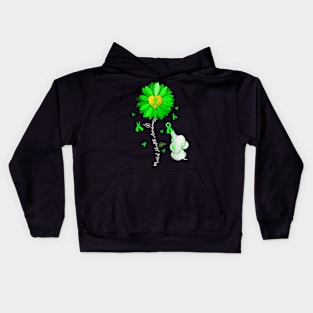 Sunflower Green Ribbon Elephant Kids Hoodie